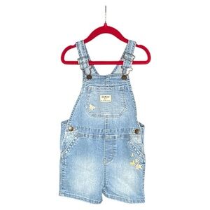 EUC Oshkosh B'gosh Vestbak Girls Size 4T Embroidered Overalls Shorts
